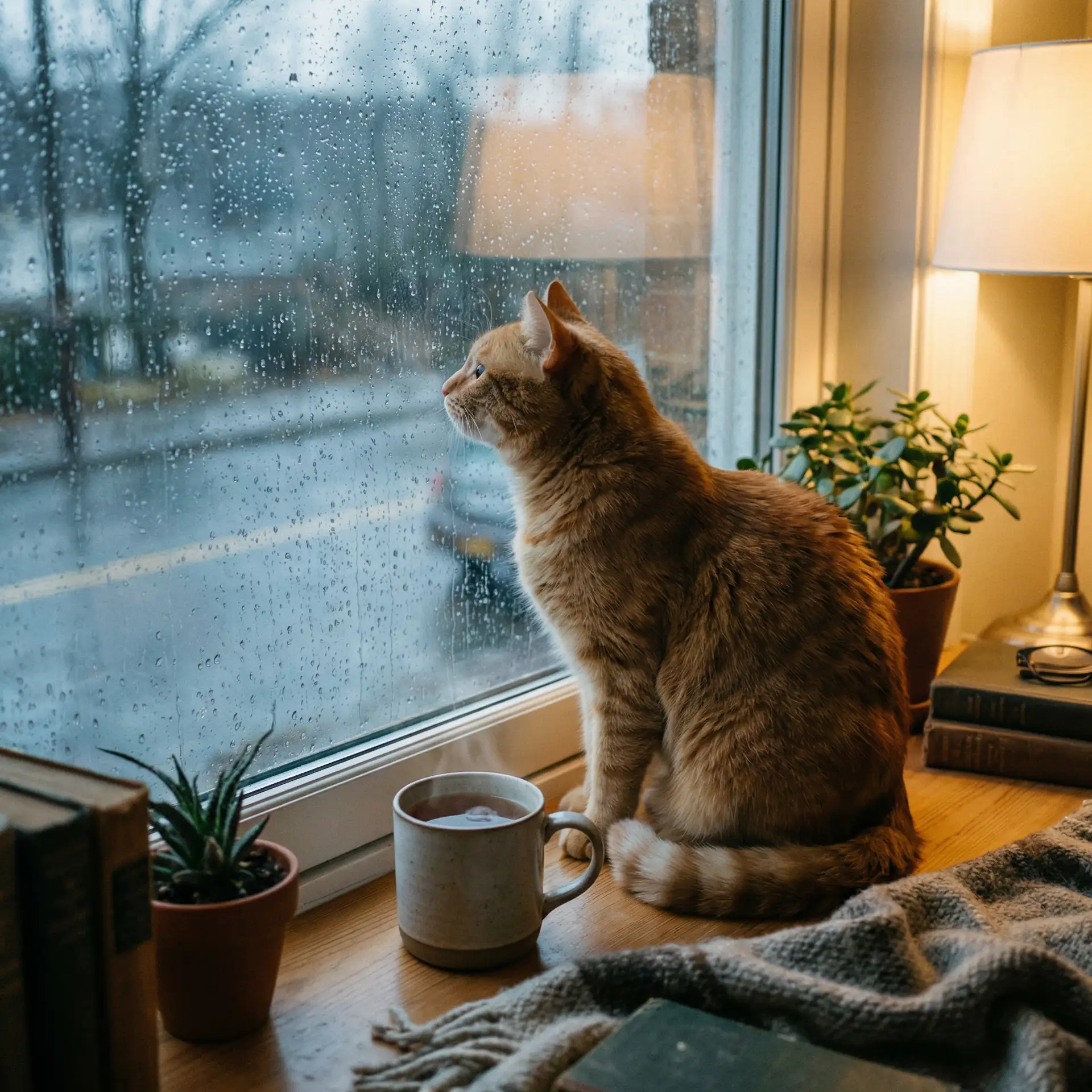 猫咪望着窗外的雨 - 2020国自产拍精品天天更新